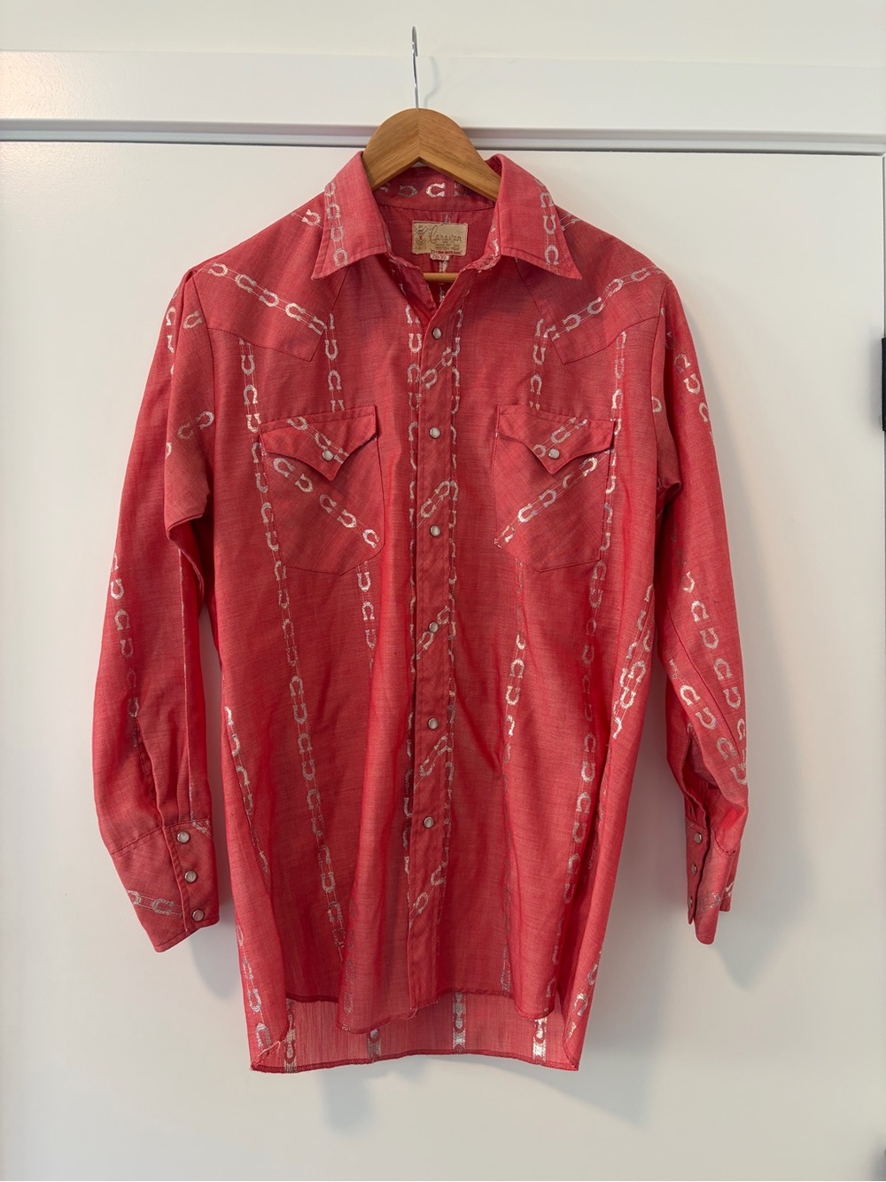 Vintage 1970s Caravan Made in Calgary AB Horseshoe Stampede Rodeo shirt Size 33